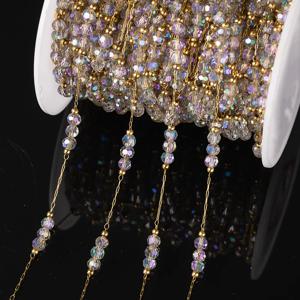 DIY 수제 목걸이 팔찌 쥬얼리 만들기 용품 액세서리에 대한 1 미터 스테인레스 스틸 다채로운 크리스탈 구슬 체인