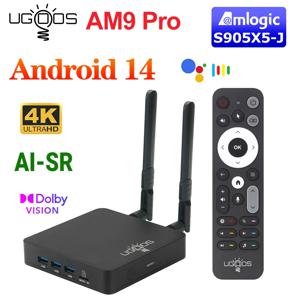 UGOOS AM9 Pro Amlogic S905X5-J TV 박스 안드로이드 14 LPDDR5 4G64G AI-SR 지원, 4K HDR WiFi6 BT5.2 1000M BT 음성 리모컨 포함