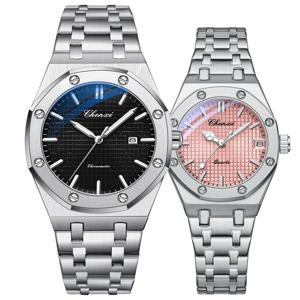 2PCS 커플 시계 세트 럭셔리 패션 날짜 표시 쿼츠 고품질 방수 시계 남녀용 발렌타인데이 선물