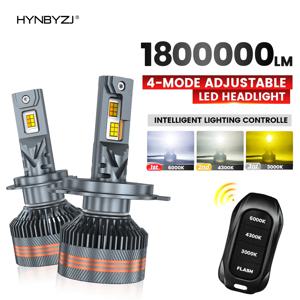 HYNBYZJ H7 LED H11 9005 HB3 9006 HB4 9012 H4 6000K 4300K 3000K LED 전구 3색 리모컨 포함 자동차 헤드라이트 램프 12V