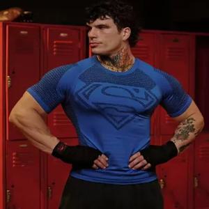 2025 유행하는 남성용 피트니스 티셔츠 의류 스포츠 티셔츠 타이즈 고탄성 트레이닝 반팔 피트니스 남성 의류