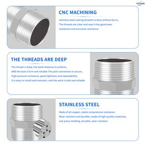 1인치 1-1/4인치 1-1/2인치 수컷 파이프 헥스 니플, 304 스테인리스 스틸 파이프 피팅(1개)