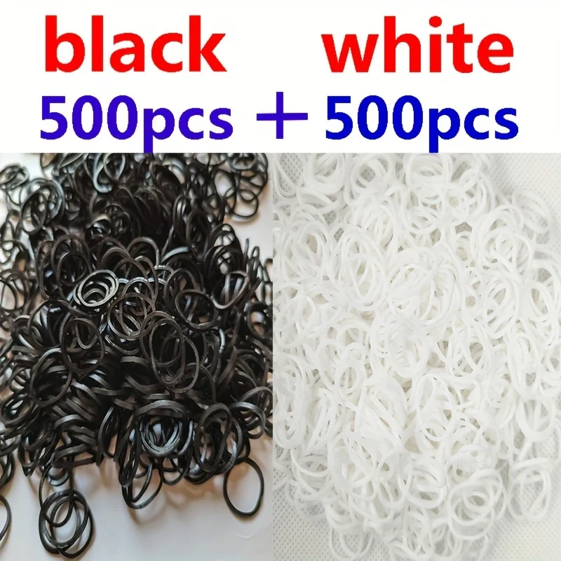 1000/500개의 흑백 고무줄 팔찌 만들기 키트, 생일 선물로 이상적인 팔찌용 고무줄