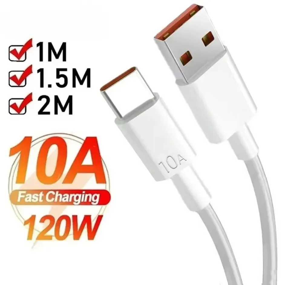 유니버설 120W USB 타입 C 케이블 10A 초고속 충전 케이블 1M/1.5M/2M 샤오미 삼성 S24 S23 화웨이 P70 아너 데이터 케이블