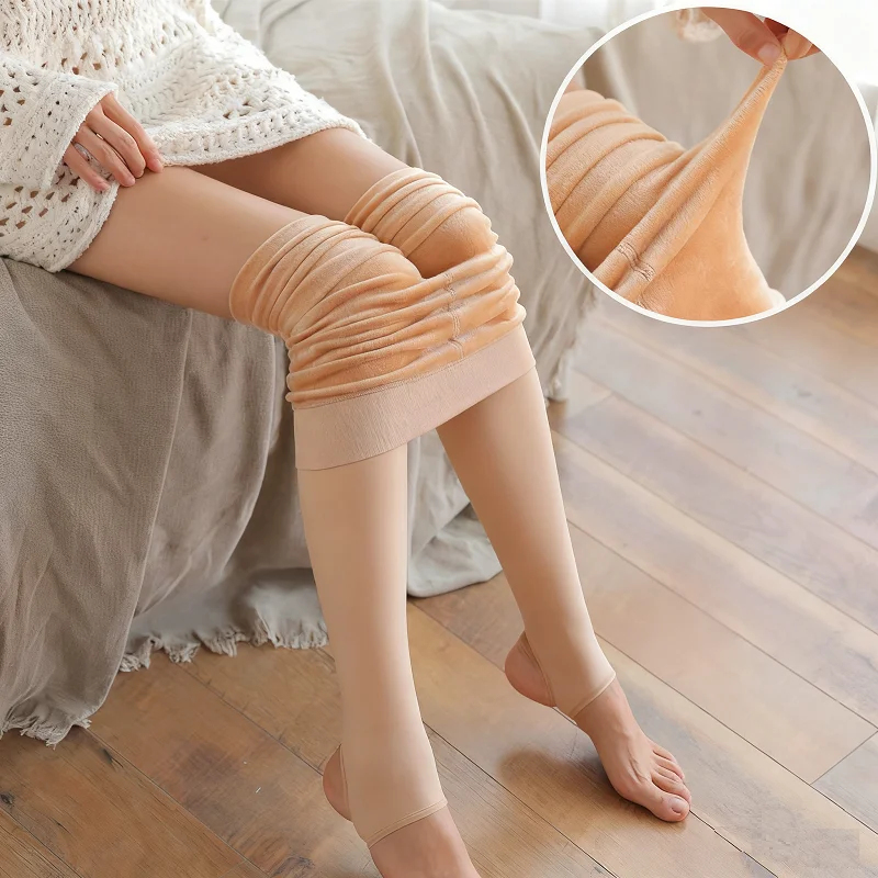 여성용 겨울용 보온 팬티스타킹, 따뜻한 레깅스, 폴라 스킨 블랙 효과 스타킹, 보온 양말, 플리스 안감 타이즈