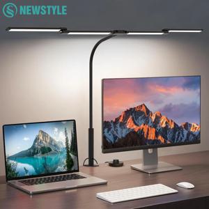 LED 초고휘도 눈 보호 책상 램프 24W 무단계 조광 유연한 구즈넥 클립형 사무실 건축가 책상 램프 PC 화면 램프