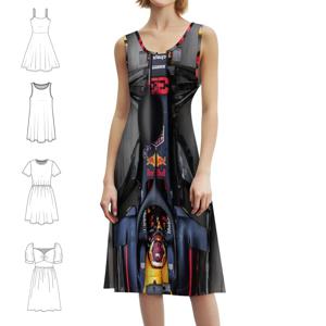 벽지 보헤미안 민소매 드레스 여성용 프린트 비치 파티 드레스 벽지 일러스트레이션 여성용 드레스