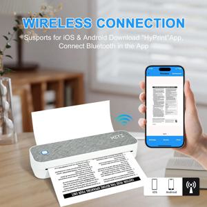 A4 블루투스 비즈니스 여행용 어디서나 인쇄 가능한 무잉크 203DPI 휴대용 충전식 열전사 프린터