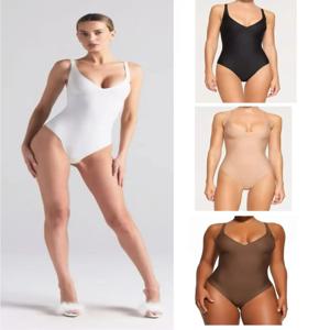 섹시한 V넥 스트랩 원피스 여성용 몸매 보정 복부 라인을 아름답게 만들어주는 심리스 원피스 팬츠 스트릿 스타일 트임 디자인