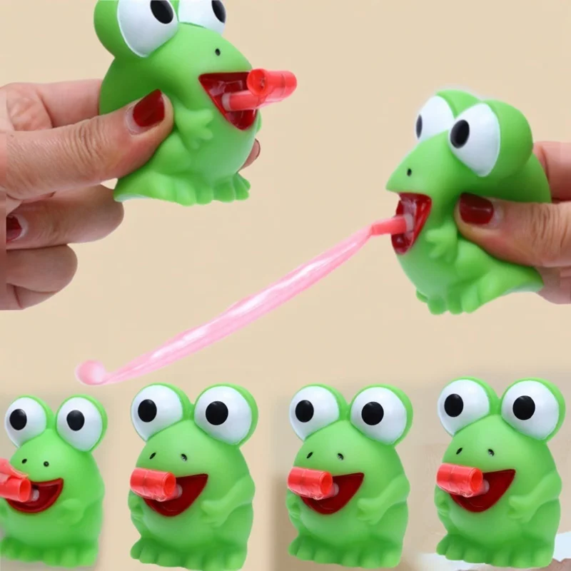 2/5개입 개구리 혀 빼기 장난감 레저 스트레스 해소 장난감 어린이 학교 선물 파티 선물 큰 눈 개구리 빼기 장난감