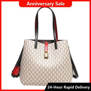 여성용 대용량 핸드백 데일리 출퇴근 고급 다용도 PU 소재 레터 프린트 디자인 여성용 크로스백