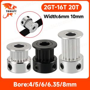 1/5/10개 GT2 20T/16T 풀리 보어 5mm/6mm/8mm 타이밍 알루미늄 풀리, GT2-6mm 오픈 타이밍 벨트용, 3D 프린터용