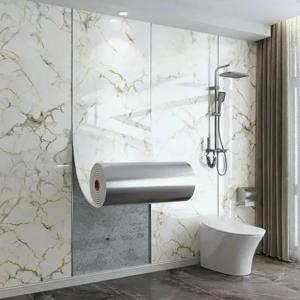 40cm 자체 접착 대리석 모조 세라믹 타일 PVC 벽지 욕실 방수 벽 스티커 침실 벽지 1롤