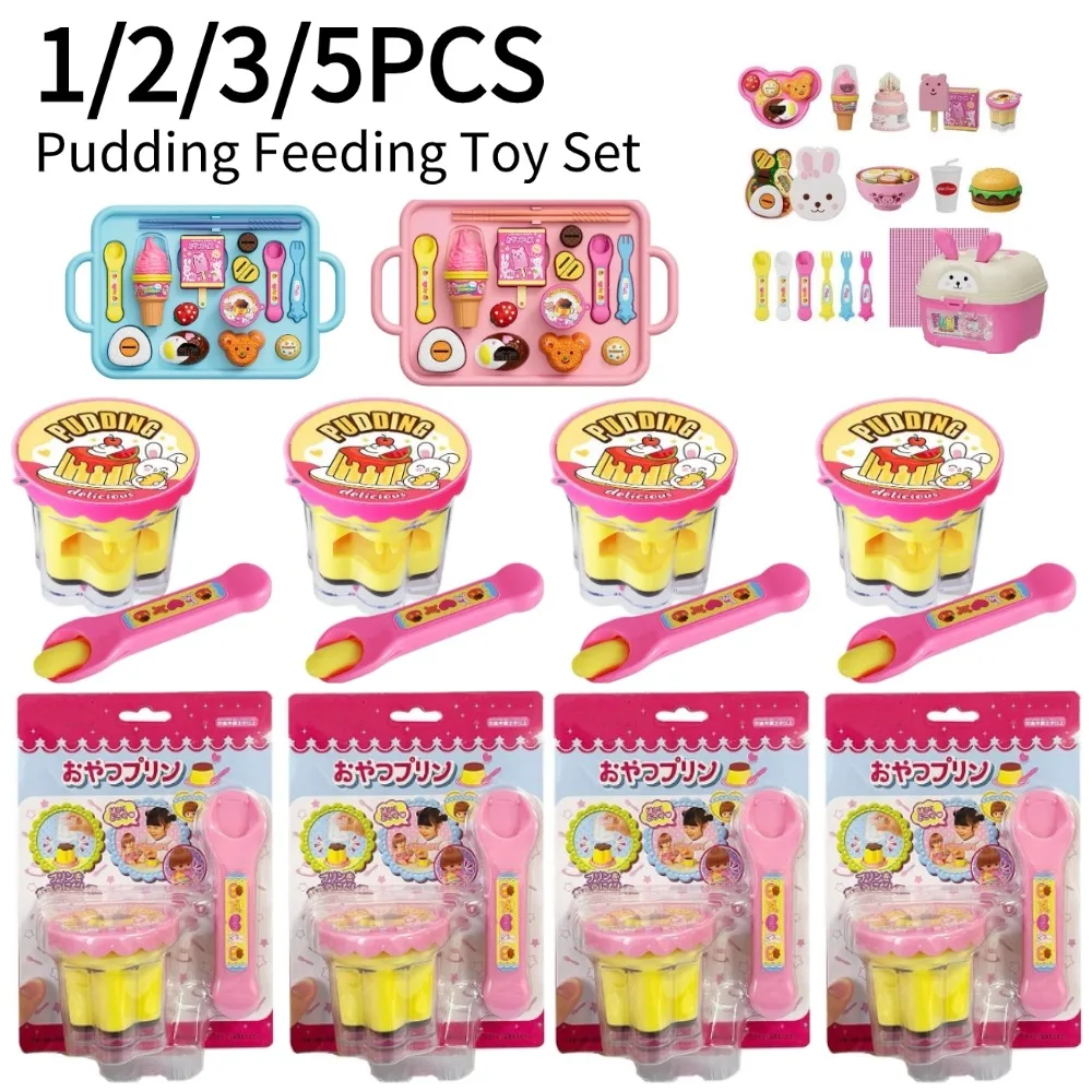 마법의 숟가락으로 푸딩을 먹이는 역할놀이 장난감 세트, 어린이를 위한 시뮬레이션 음식 주방 놀이, 여자아이들을 위한 인터랙티브 역할놀이 선물