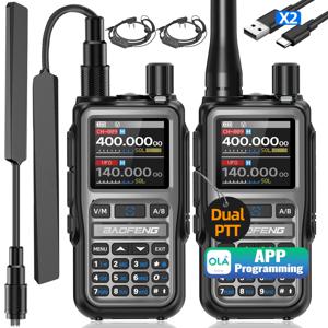 바오펑 UV-5R 미니 무전기 AM FM 멀티 밴드 블루투스 프로그래밍 타입-C 충전기 듀얼 PTT 999채널 장거리 양방향 라디오