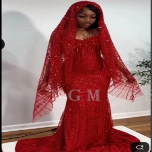 레드 댄스 파티 드레스 2026 럭셔리 흑인 소녀 페르시 다이아몬드 헤드 커버 아프리카 이브닝 가운 특별 행사를위한 생일 드레스
