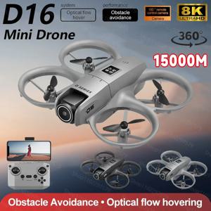 D16 미니 RC 장착 LED 라이트 드론 HD 카메라 8K 1080P 180 °   렌즈 UAV 전문가용 5면 장애물 회피 헬리콥터 장난감