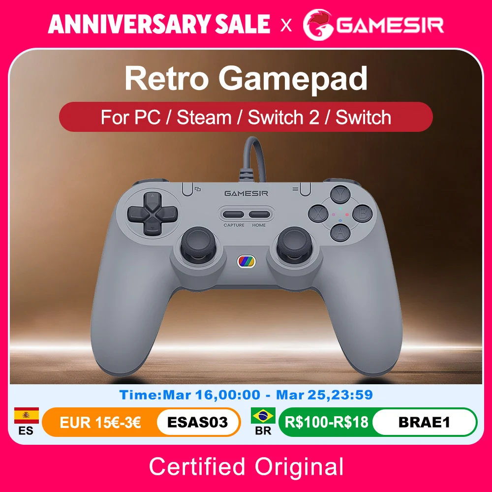 게임서 레트로 게임패드 유선 컨트롤러 (PC 윈도우 스팀 스위치 호환) 홀 이펙트 스틱 2개 매핑 가능한 버튼 테게나리아 라이트
