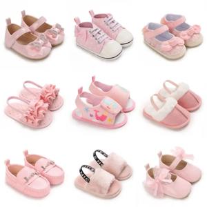 봄가을 아기 귀여운 핑크색 워킹 슈즈 0-12개월 아기 여자아이들을 위한 편안한 첫걸음 신발