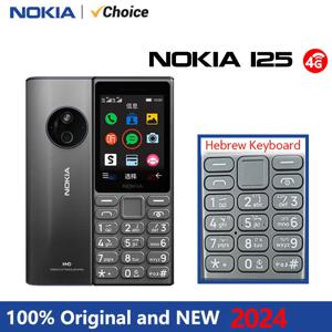 새롭고 오리지널인 Nokia 125 4G 피처폰, 듀얼 SIM, 1450mAh 배터리, 블루투스 5.0, FM 라디오, 휴대폰, 히브리어 키보드