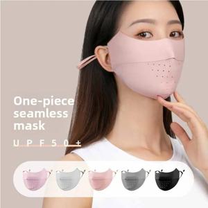 자외선 차단 마스크, 아이스 실크 심리스 여름 여성용 UV 차단 3D 입체 통기성 아이스 느낌 얇은 눈꼬리 마스크