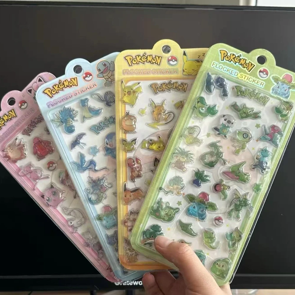 포켓몬 스티커 귀여운 만화 창의력 저널 장식품 새로운 패션 절묘한 Diy 전화 케이스 장식품 4피스 세트 선물