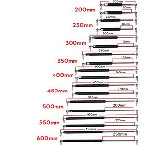 자동차 가스 스트럿 보닛 후드 트렁크 테일 게이트 충격 리프트 스트럿 지지 바, 가스 스프링 버스 침대 트럭 보트 창, 200-600mm, 200N, 2 개