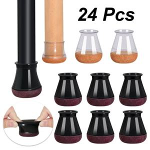 24개입 의자 다리 바닥 보호대, 하드우드 바닥용 실리콘 의자 캡 커버 가구 패드 슬라이더 펠트 바닥으로 감싼 제품