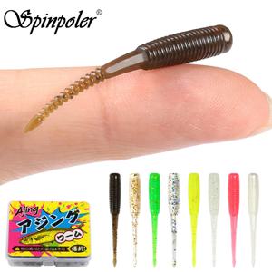 Spinpoler 20 개/상자 Ajing 소프트 낚시 미끼 3.5cm Rockfish TPR Swimbaits 야간 조명 웜 아이스 지그 인공 미끼베이스 태클