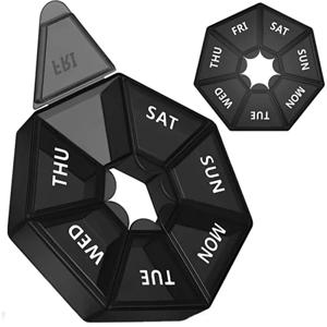 주간 7일 알약 주최자 휴대용 여행 알약 상자 다기능 소형 약 케이스 블랙