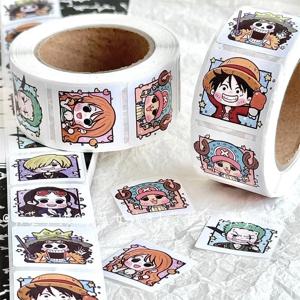 500pcs/Roll 원피스 만화 애니메이션 씰링 스티커 창의력 DIY PVC 노트북 데칼 장식 Stiker 보상 선물 완구