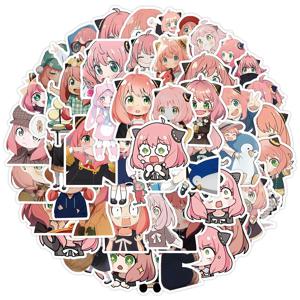 50pcs 만화 SPY×FAMILY 애니메이션 스티커 Anya Forger 데칼 어린이 장난감 스케이트 보드 노트북 오토바이 전화 자동차 방수 스티커