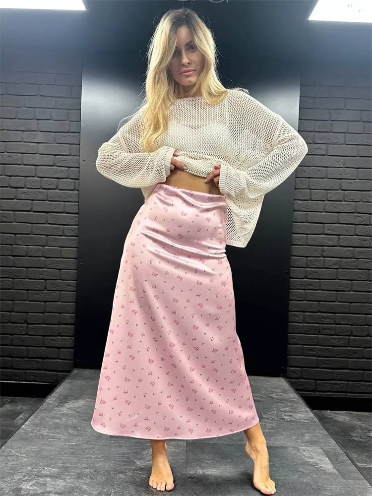 Tossy 여성용 프린트 패션 롱 스커트, 하이 웨이스트 대비 패치워크 슬림, 우아한 파티 룩, Y2k 맥시 스커트, 여름