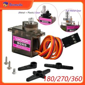 아두이노 RC 자동차 헬리콥터 비행기 450 드론용 강화 마이크로 서보 모터, MG90S, 180 도, 270/360 도 금속 플라스틱 기어, 9g SG90