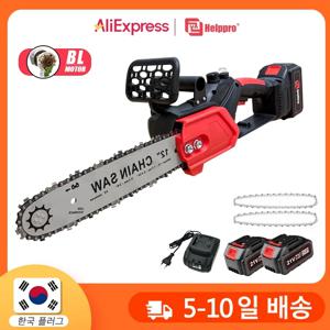 （체인 총 2개）FYFS 12 인치 브러시리스 무선 전기 톱 충전식 전기 체인 톱 목공 정원 가지 치기 톱 도구