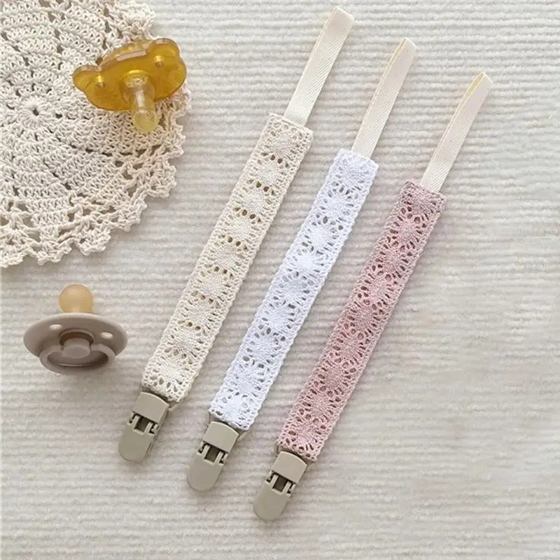 레이스 아기 젖꼭지 클립 체인 트렌디 천 & 플라스틱 젖꼭지 홀더 치발기 장난감 젖꼭지 장난감 스트랩 젖꼭지 홀더 클립