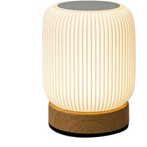 터치 라이트 무선 책상 램프 배터리 구동 LED 침대 옆 램프 충전식 야간 조명 나뭇결 베이스