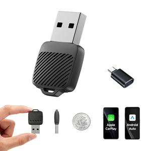 무선 안드로이드 오토 어댑터 무선 카플레이 동글 2in1 차량용 지능형 시스템 AI 스마트 박스 (유선 카플레이 지원 차량용)