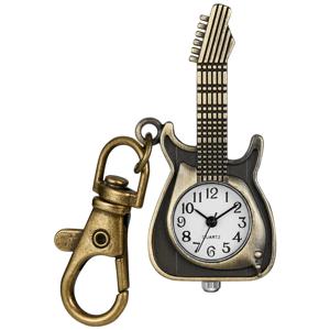 귀여운 기타 디자인 작고 귀여운 석영 시계 절묘한 복고풍 키 체인 주머니 시계 어린이를위한 선물 쥬얼리 펜던트 시계