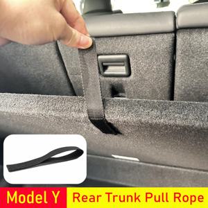 테슬라 모델 Y 뒷 트렁크 로프 DrawString 오픈 테일 박스 커버 핸들 당겨 스트랩 자동차 주최자 액세서리 매트 보호 패드
