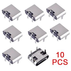 10개 2핀 마이크로 USB 타입 C 커넥터 소켓 USB 3.1 타입-C 여성용 전원 잭 도크 모바일폰 충전 포트용