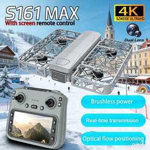 S161 RC 미니 드론 비행 카메라 스크린 컨트롤 4K HD 항공 촬영 브러시리스 풀 인클로저 비행기 쿼드콥터 드론
