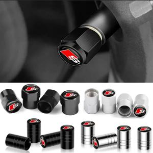 4개입 3D 메탈 휠 타이어 밸브 캡 방진 커버 아우디 TT A3 Q3 A6 C6 Q5 Q2 A7 RS Sline S5 S4 A4 B9 A5 Q7 자동차 액세서리