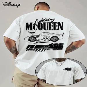 디즈니 애니메이션 라이트닝 맥퀸 프린트 티셔츠 2026 남성 및 여성 여름 신작 하라주쿠 대형 루즈 캐주얼 반소매 탑