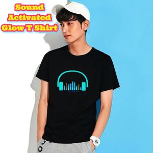 남성용 사운드 활성화 발광 티셔츠 신상 여름 반팔 음악 축제 공연 야외 파티 야간 발광 활동 편안함