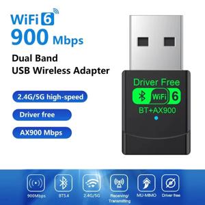 AX900 USB WiFi 6 블루투스 5.4 어댑터 2in1 동글 듀얼 밴드 2.4G & 5GHz USB 네트워크 무선 Wlan 수신기