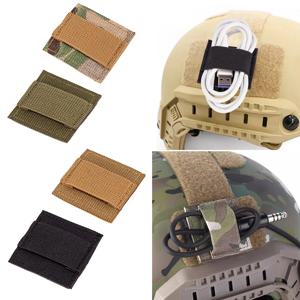 2개, 전술용 헤드폰 인터콤 케이블 테이크업 스트랩 탄성 정리기 헤드셋 와이어 하네스 후크 루프 스티커 헬멧 스티커