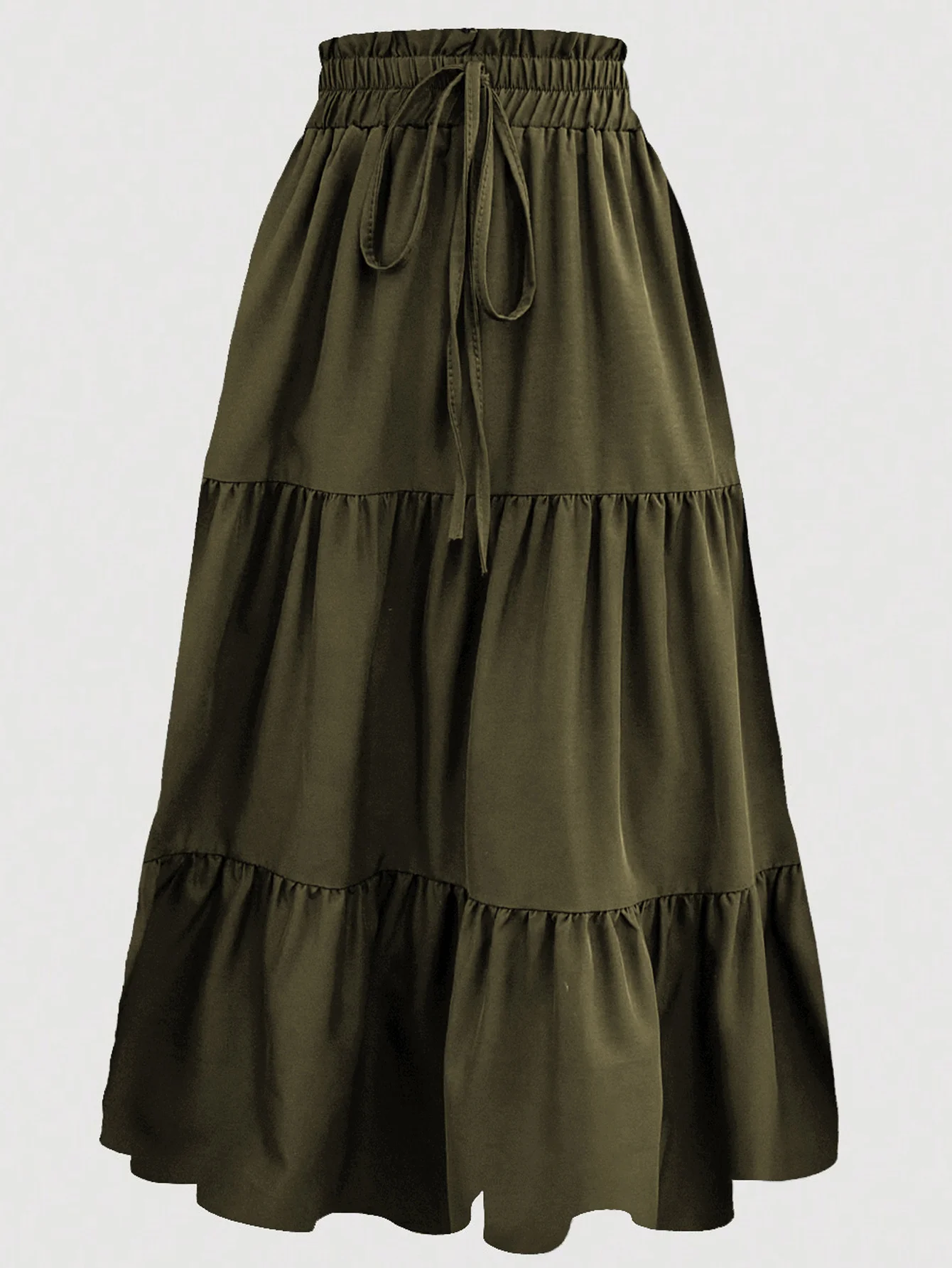 여성용 티어드 스커트 A라인 하프 스커트, 신축성 있는 허리밴드, 흐르는 듯한 우아한 디자인