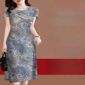 여름 신상 아이스 실크 배 가리개 드레스 여성용 임산부 반팔 안티에이징 다용도 우아하고 세련된 칼라 핀