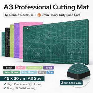 A3 자가복원 커팅 매트 45x30cm 3mm 두께의 고강도 PVC 솔리드 코어 양면 그리드 공예 DIY 사무용 도구
